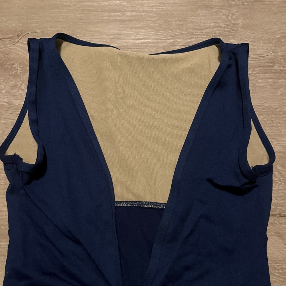 NWOT Suffolk Bateau Neck Leotard with Low Pinch Back, Sapphire/Navy | Medium - Picture 7 of 10